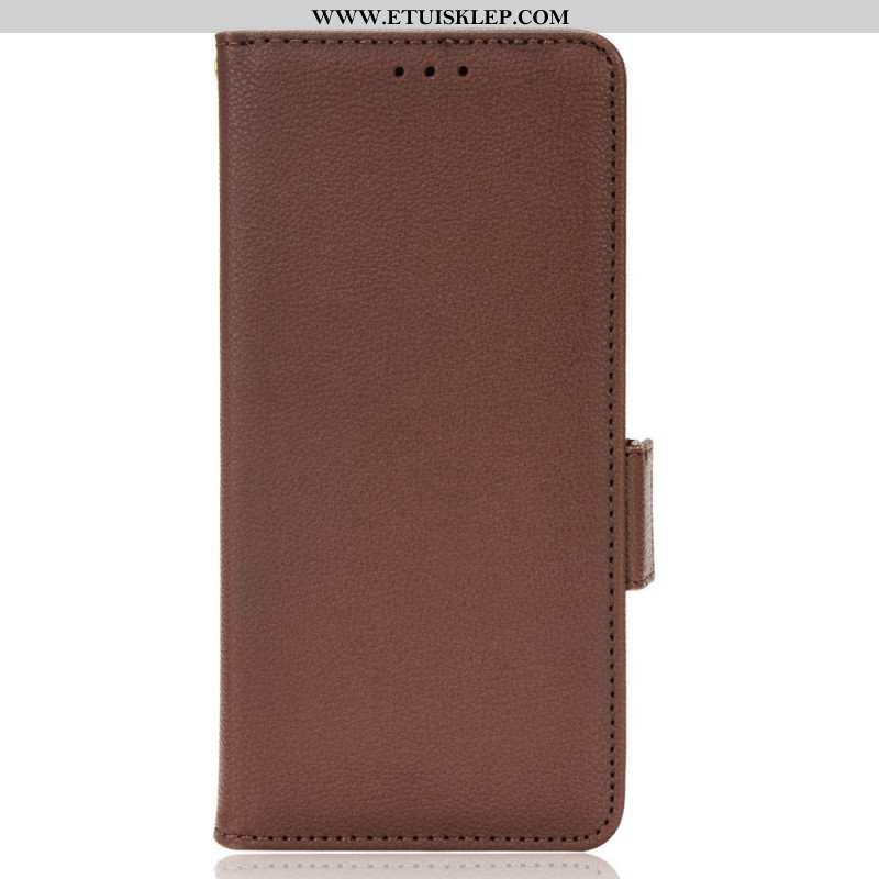 Skórzany Futerał do Oppo A16 / A16s Etui Folio Flap Double Litchi Nowe Kolory